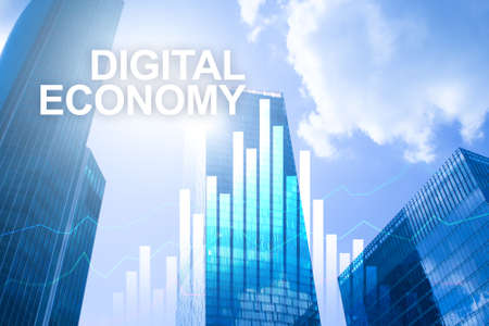 DIgital economy, financial technology concept on blurred background.の写真素材