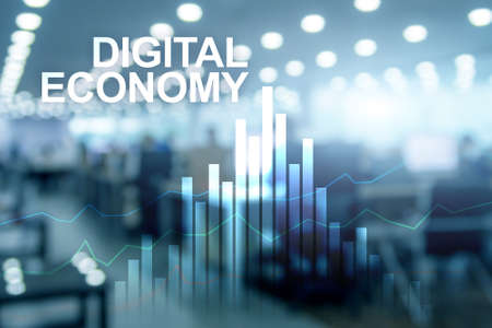 DIgital economy, financial technology concept on blurred background.の写真素材