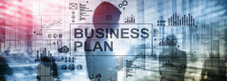 Double exposure Business plan and strategy concept.の写真素材
