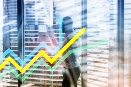 Financial growth arrows graph. Investment and trading concept.