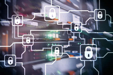 Blochain information encryption. Cyber security, crypto currency.の写真素材