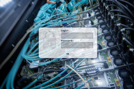 Server room, login and password request, data access and security.の写真素材
