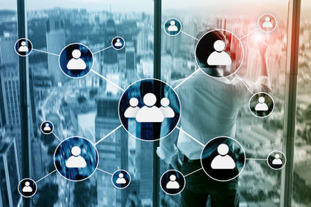 HR - Human resources management concept on blurred business center background.の写真素材