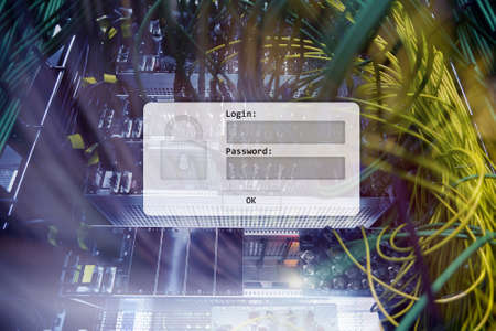 Server room, login and password request, data access and security.の写真素材