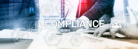 Compliance diagram with icons. Business concept on abstract background.の写真素材