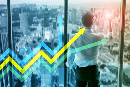 Financial growth arrows graph. Investment and trading concept.