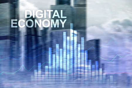 DIgital economy, financial technology concept on blurred background.の写真素材