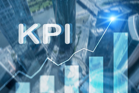 KPI - Key performance indicator graph on blurred background.