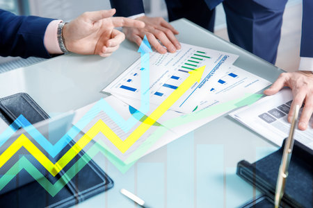 Financial growth arrows graph. Investment and trading concept.