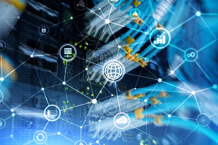 ICT - information and telecommunication technology and IOT - internet of things concepts. Diagrams...