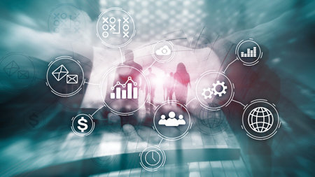 Business process automation concept on blurred background.