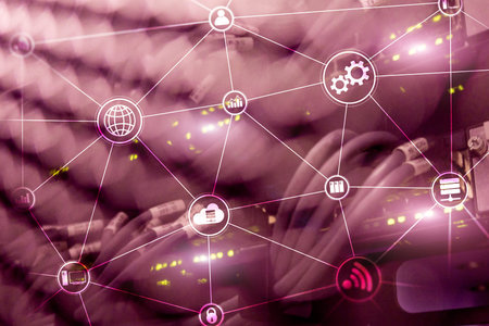 Technology infrastructure cloud computing and communication. Internet concept.