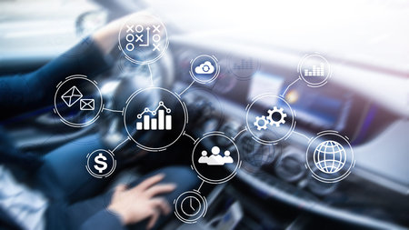 Business process automation concept on blurred background.