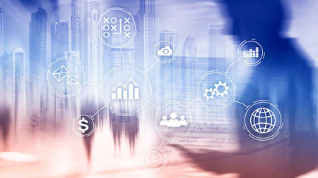 Business process automation concept on blurred background.の写真素材