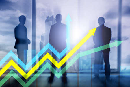 Financial growth arrows graph. Investment and trading concept.の写真素材