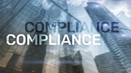 Compliance diagram with icons. Business concept on abstract background.の写真素材
