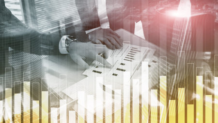 Business and finance graph on blurred background. Trading, investment and economics concept.