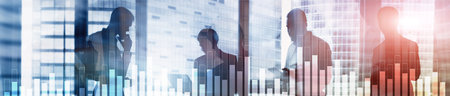 Business and finance graph on blurred background. Trading, investment and economics concept. Website...
