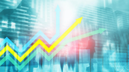 Financial growth arrows graph. Investment and trading concept.
