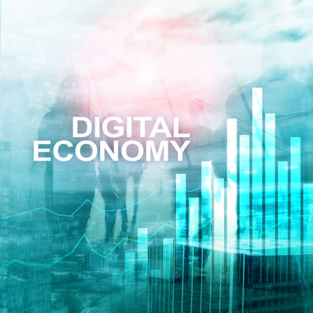 DIgital economy, financial technology concept on blurred background.の写真素材