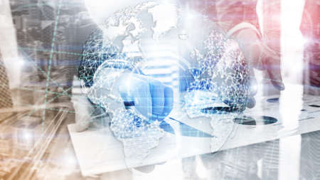 3D earth hologram, Globe, WWW, Global Business and Telecommunication.の写真素材
