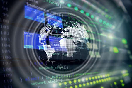 Planet Earth Hologram Globe Global communication World Wide Business concept.の写真素材