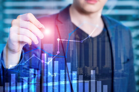 Financial growth graph. Sales increase, marketing strategy concept.