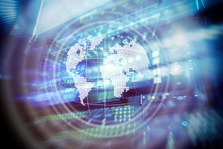 Planet Earth Hologram Globe Global communication World Wide Business concept.の写真素材