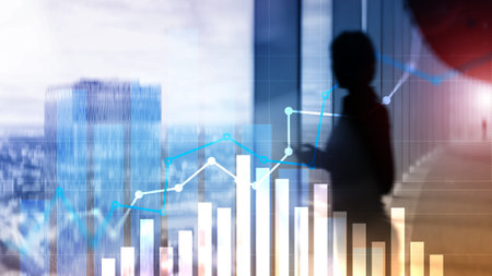 Financial growth graph. Sales increase, marketing strategy concept.