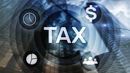Tax Digarams, Business and Financial concept on blurred background.