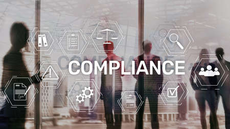 Compliance diagram with icons. Business concept on abstract background.の写真素材