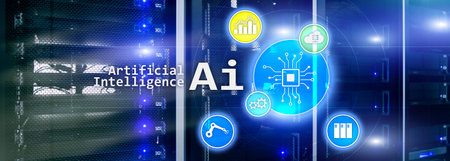 AI, Artificial intelligence, automation and modern information technology concept on virtual screen.