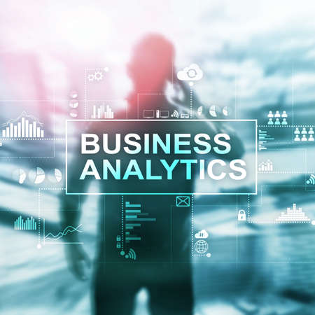 Business analytics concept on double exposure background.の写真素材