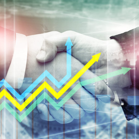Financial growth arrows graph. Investment and trading concept.
