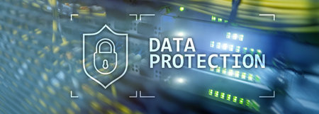 Data protection, Cyber security, information privacy. Internet and technology concept. Server room...