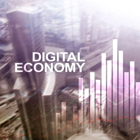 DIgital economy, financial technology concept on blurred background.の写真素材