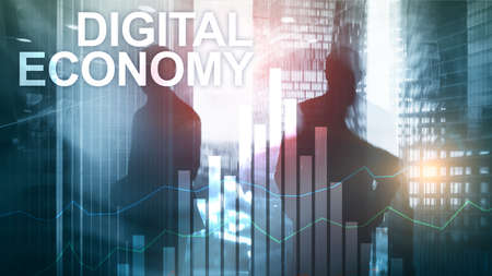 DIgital economy, financial technology concept on blurred background.の写真素材