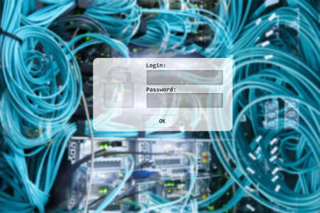 Server room, login and password request, data access and security.の写真素材