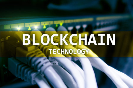 Blockchain technology, cryptocurrency mining. Server room data cener