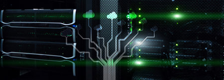 Cloud technology, networking, data storage. Internet concept.の写真素材