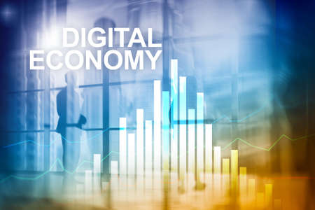 DIgital economy, financial technology concept on blurred backgroundの写真素材