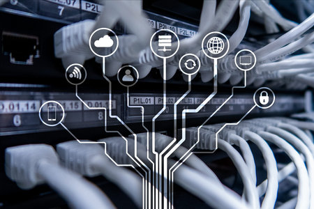 IOT, Internet of things, telecommunication concept Server room.