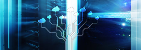 Cloud technology, networking, data storage. Internet concept.