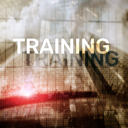 Business training concept. Training Webinar E-learning. Financial technology and communication...