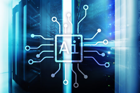 AI, Artificial intelligence, automation and modern information technology concept on virtual screen.