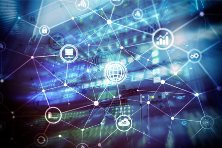 ICT - information and telecommunication technology and IOT - internet of things concepts. Diagrams...