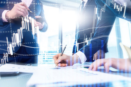 Forex trading, Financial market, Investment concept on business center background.