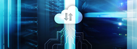 CLoud server and computing, data storage and processing. Internet and technology concept