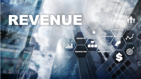 Increase revenue concept. Planing growth and increase of positive indicators in his business. Mixed media. Planning revenue growth.
