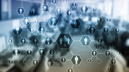 HR, Human Resources, Recruitment, Organisation structure and social network concept.